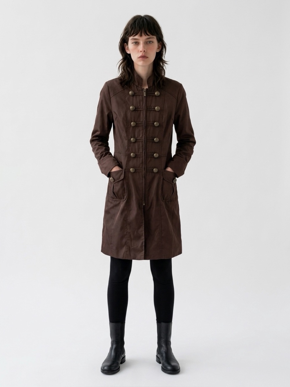 Vintage Brown Victorian Jacket with Buttons/Gothic, Steampunk, Size Small